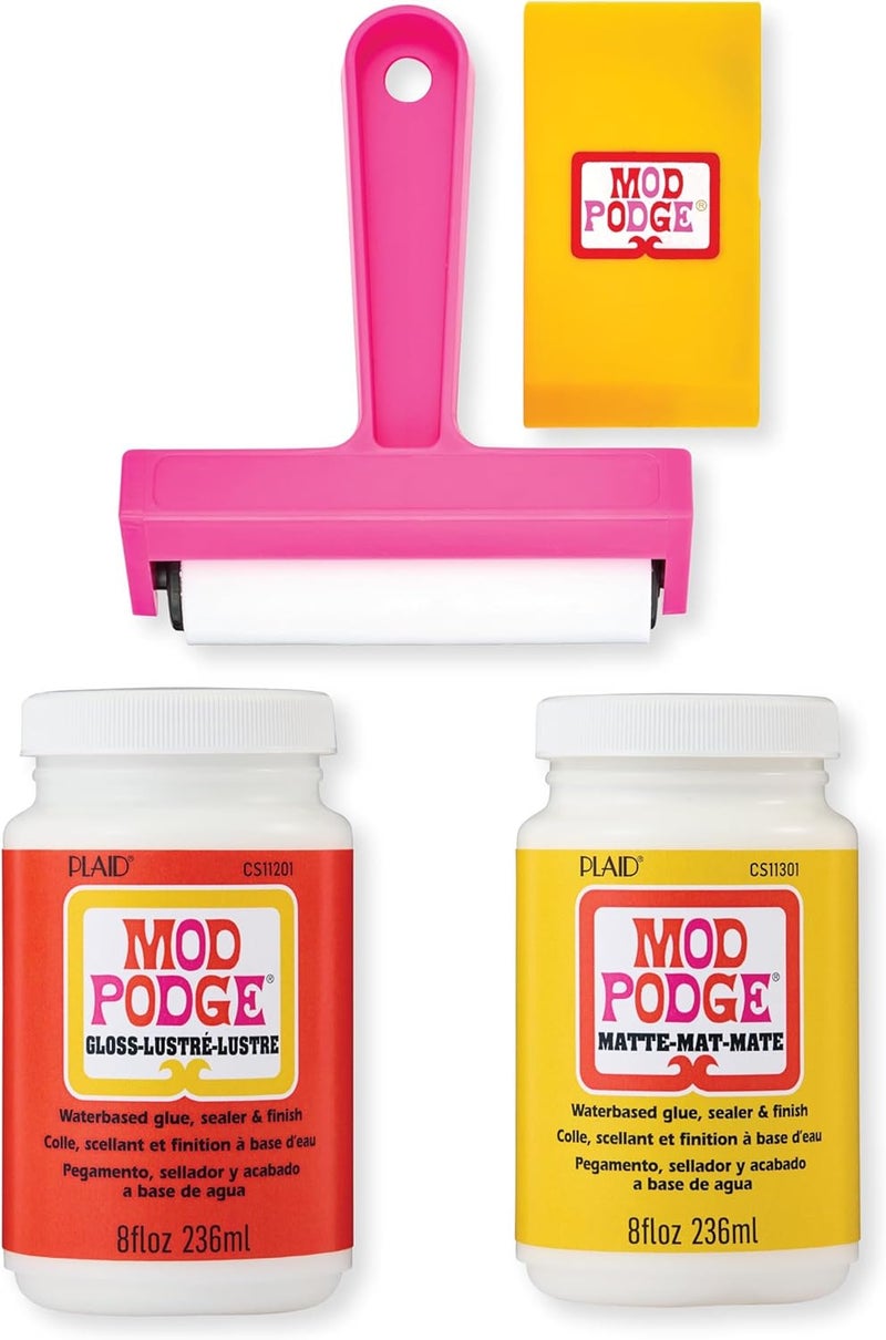 Mod Podge , Matte and Gloss Decoupage Kit, Includes Brayer and Squeegee, Perfect for DIY Arts and Crafts Projects - Image 1